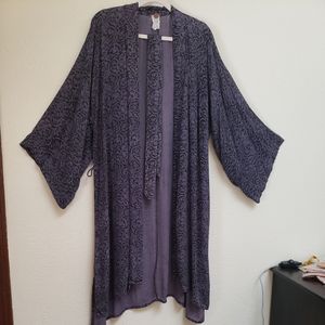 Free People ONE Inda Block Print Robe Purple/Blue/Black Size M/L